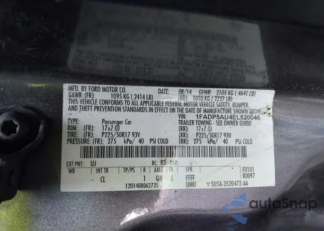 2014 Ford C-Max Hybrid Se from USA, damaged, VIN 1FADP5AU4EL520046